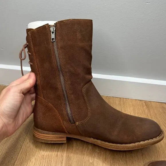 NEW Born Shasta Women's Distressed Brown Suede Zippered Lace Hiking Combat Boots