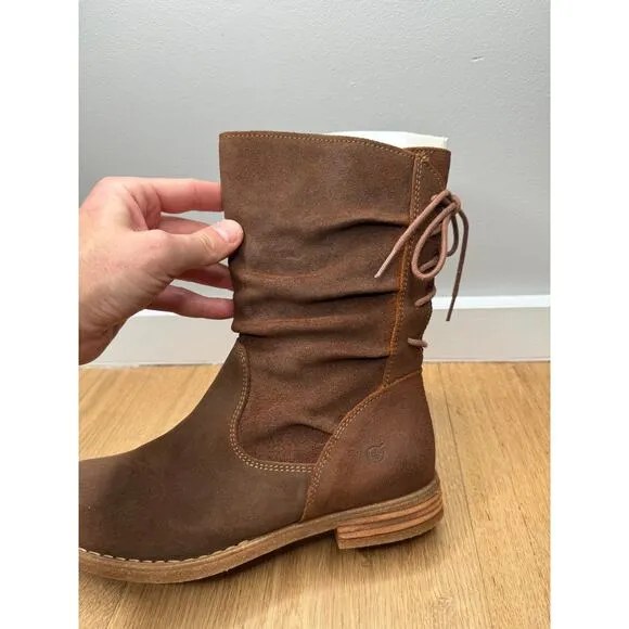 NEW Born Shasta Women's Distressed Brown Suede Zippered Lace Hiking Combat Boots