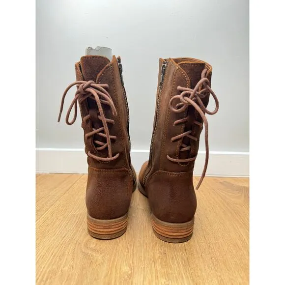 NEW Born Shasta Women's Distressed Brown Suede Zippered Lace Hiking Combat Boots