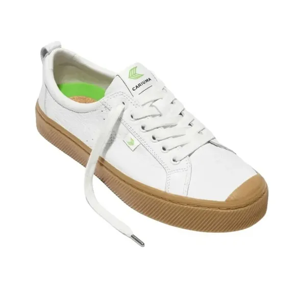 NEW Cariuma Oca Low Top Sneaker Shoes Lace-Up Canvas White Gum Unisex W6.5/M5