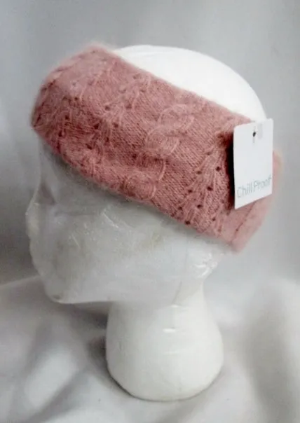 NEW CHILL PROOF CHILLPROOF RABBIT Hair FUR Headband EARMUFF EAR WARMERS PINK