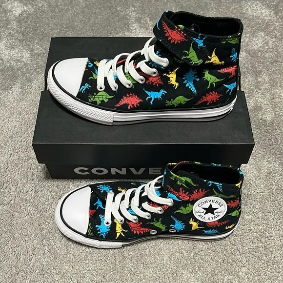 New Converse Kids Chuck Taylor All Star High-Top Dinosaur Shoes Size 2