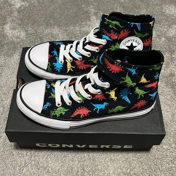 New Converse Kids Chuck Taylor All Star High-Top Dinosaur Shoes Size 2