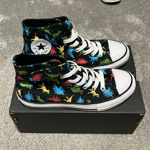 New Converse Kids Chuck Taylor All Star High-Top Dinosaur Shoes Size 2
