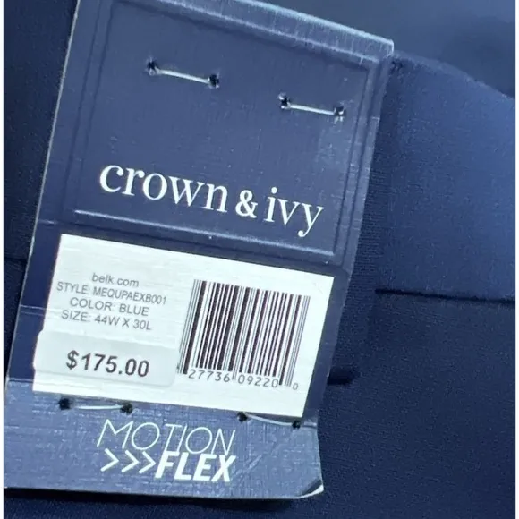 New Crown &amp; Ivy Mens Suit Separate Dress Pants Motion Flex Wool Blend Size 44x30