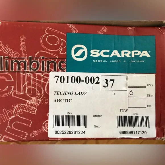 NEW in Box! - Scarpa Techno Lady Arctic size 6 US women’s 37 EU climbing shoes