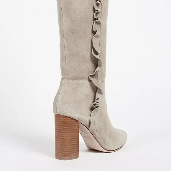 NEW Joie Laisha Knee High Suede Ruffle Boots Sz 7