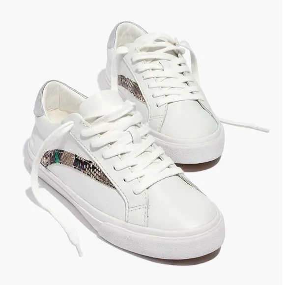 New MADEWELL Womens Size 6.5 Sidewalk Low-Top Sneakers Metallic Stamped Leather