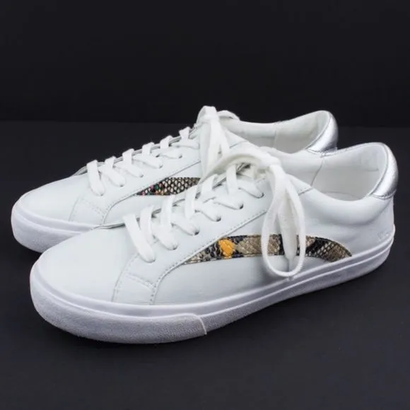 New MADEWELL Womens Size 6.5 Sidewalk Low-Top Sneakers Metallic Stamped Leather