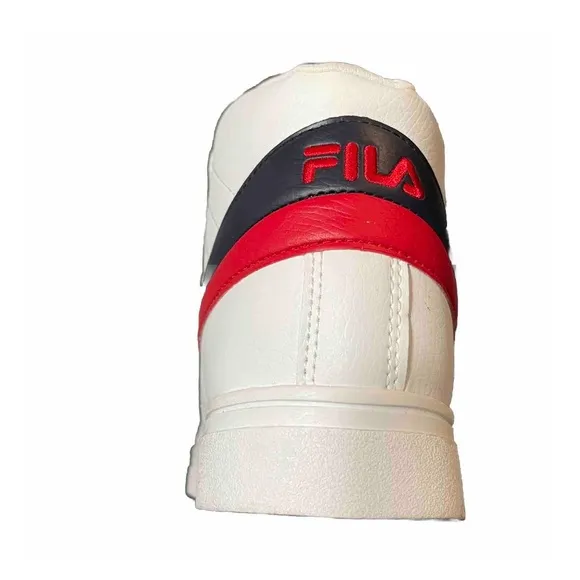 NEW Men FILA VULC 13 MID PLUS WHITE RED BLUE CLASSIC BBALL HIGH TOP SNEAKERS 12