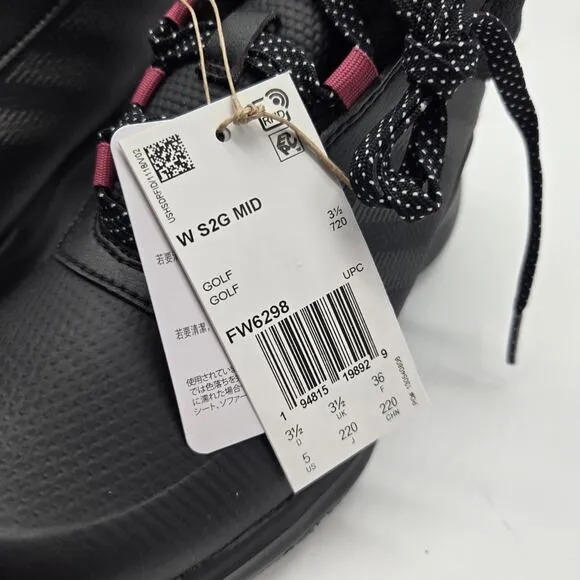 New Men's adidas S2G Recycled Polyester Mid-Cut Golf Shoes Black size 5 high top