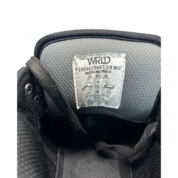 NEW MENS WORLD INDUSTRIES SHETLER MID BLACK SKATE SHOES US 11