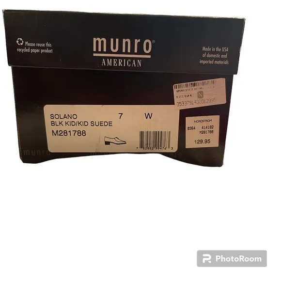 New Munro Solano Black Kid / Suede Upper Comfortable Dress Shoes Women’s Size 7W