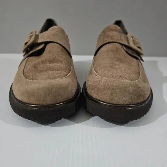 NEW Munro Winslow Monk Strap Loafer Water Resistant Fawn Kid Suede Size 9