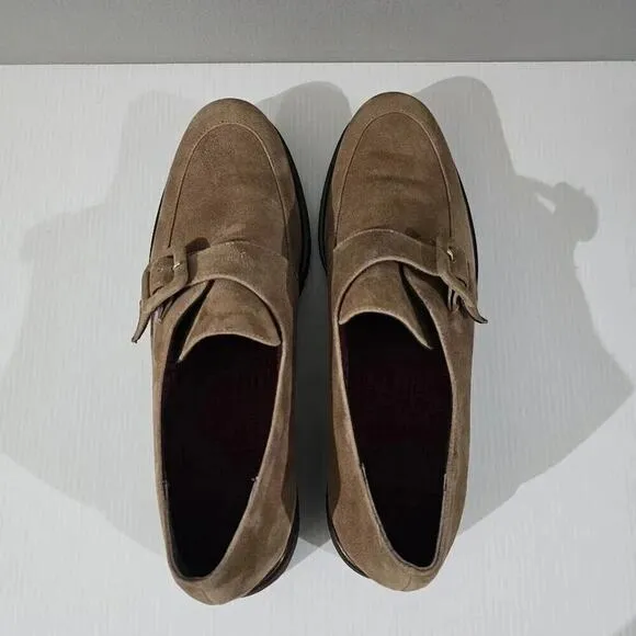 NEW Munro Winslow Monk Strap Loafer Water Resistant Fawn Kid Suede Size 9