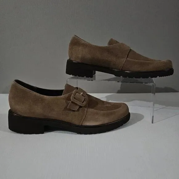 NEW Munro Winslow Monk Strap Loafer Water Resistant Fawn Kid Suede Size 9
