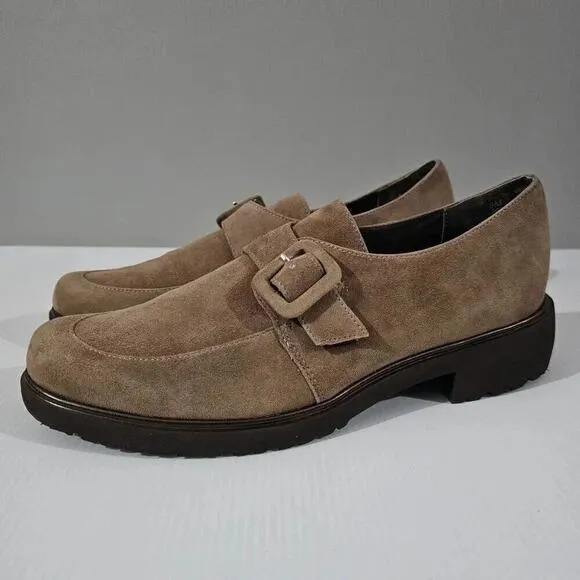 NEW Munro Winslow Monk Strap Loafer Water Resistant Fawn Kid Suede Size 9