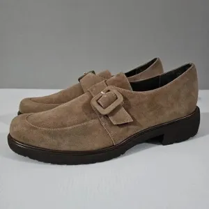NEW Munro Winslow Monk Strap Loafer Water Resistant Fawn Kid Suede Size 9