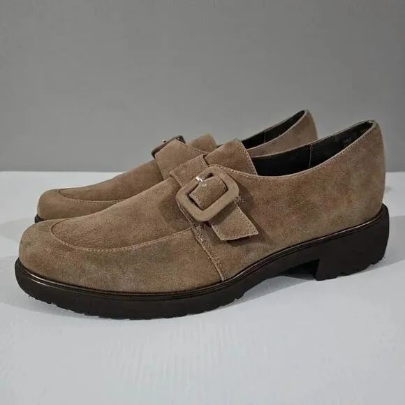 NEW Munro Winslow Monk Strap Loafer Water Resistant Fawn Kid Suede Size 9
