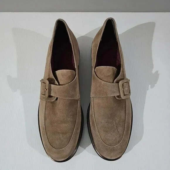 NEW Munro Winslow Monk Strap Loafer Water Resistant Fawn Kid Suede Size 9