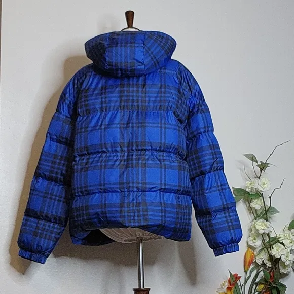 NEW RARE Authentic Juicy Couture Black Label Puffer Ski Coat Blue Tartan Down