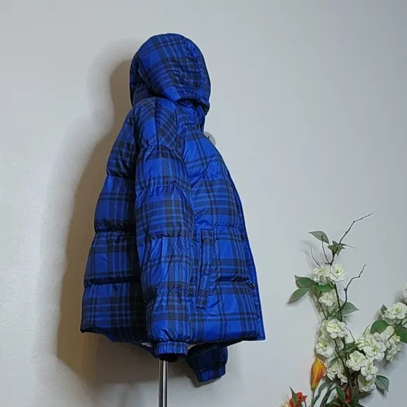 NEW RARE Authentic Juicy Couture Black Label Puffer Ski Coat Blue Tartan Down