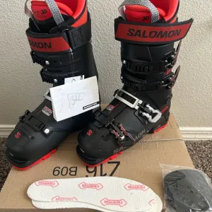 New Salomon Men's Sz 24.5(8) Flex 100 S/Pro Alpha Black and Red Ski Boots