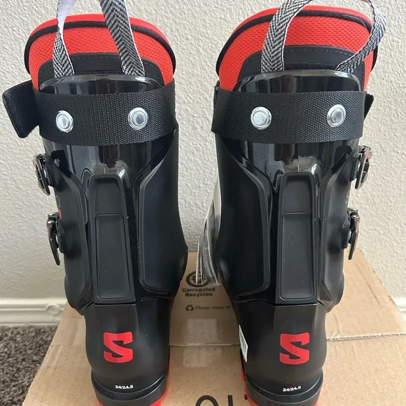 New Salomon Men's Sz 24.5(8) Flex 100 S/Pro Alpha Black and Red Ski Boots