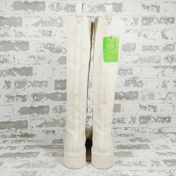 New Sam Edelman Larina Ivory Leather Knee High Boots H700