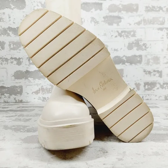 New Sam Edelman Larina Ivory Leather Knee High Boots H700
