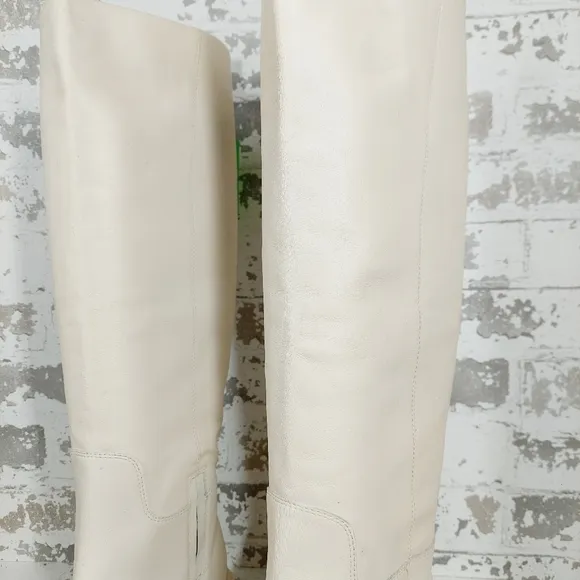 New Sam Edelman Larina Ivory Leather Knee High Boots H700
