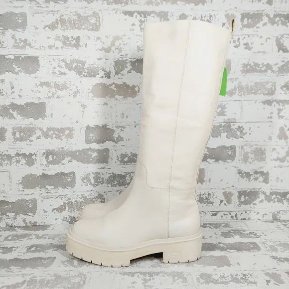 New Sam Edelman Larina Ivory Leather Knee High Boots H700
