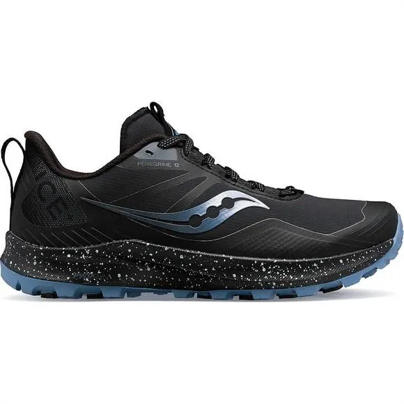 NEW SAUCONY women's peregrine ice  3 trail running sneakers in black/summit