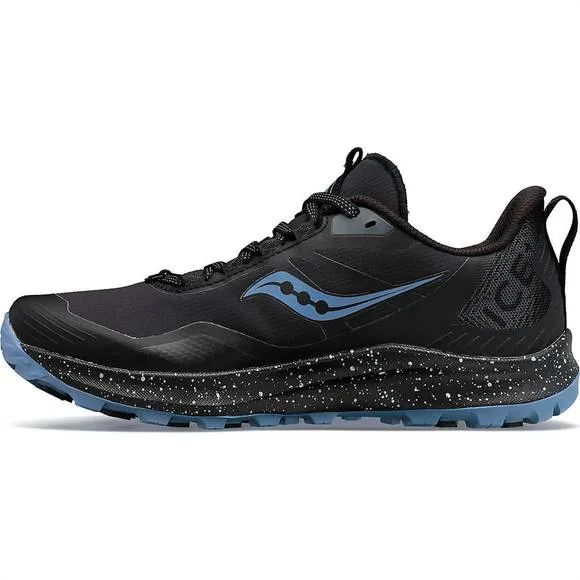 NEW SAUCONY women's peregrine ice  3 trail running sneakers in black/summit