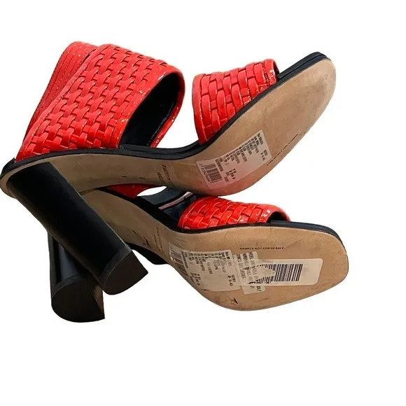 New Sigerson Morrison Vero Cuoio Outdoor High Heels Woven Sandal Red Size 6