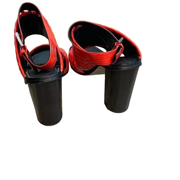 New Sigerson Morrison Vero Cuoio Outdoor High Heels Woven Sandal Red Size 6