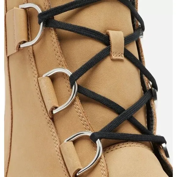 New Sorel WOMEN JOAN NOW LACE BOOTS WATERPROOF LEATHER 8 Tan