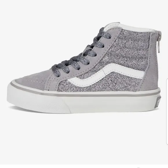 NEW! Vans Kids Glitter High-Top Sneakers - Gray