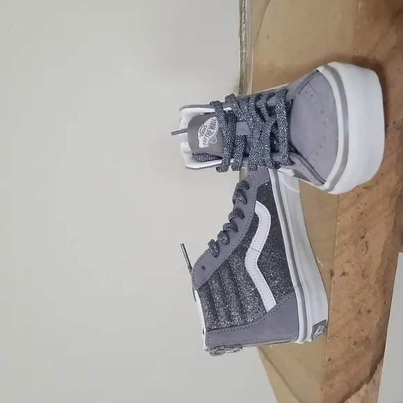 NEW! Vans Kids Glitter High-Top Sneakers - Gray