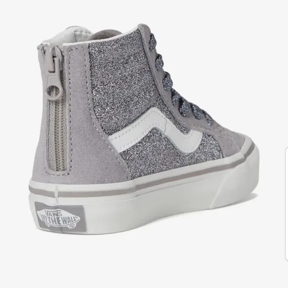 NEW! Vans Kids Glitter High-Top Sneakers - Gray