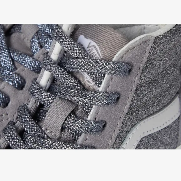 NEW! Vans Kids Glitter High-Top Sneakers - Gray
