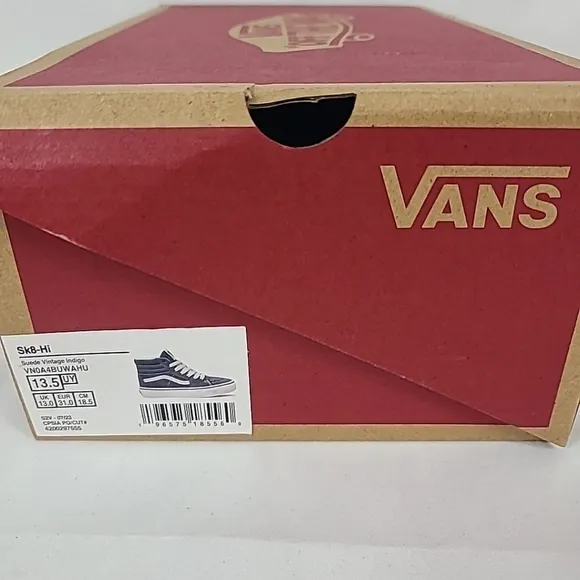 NEW VANS Kids SK8-Hi Suede Vintage Indigo Blue Skate Shoes Sz 13.5 NIB