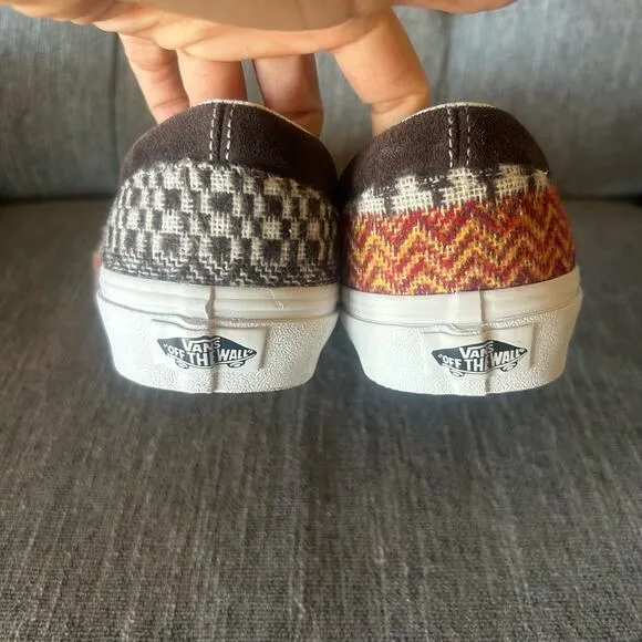 NEW Vans Mens Classic Slip-On Fair Isle Brown Print Casual Skate Sneaker Shoes 5
