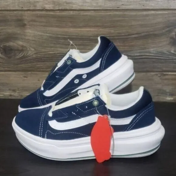 New Vans Old Skool Over Blue White Platform Sneakers Festival Summer Skate Shoes