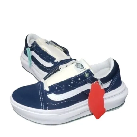 New Vans Old Skool Over Blue White Platform Sneakers Festival Summer Skate Shoes