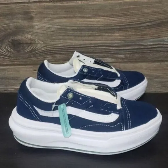 New Vans Old Skool Over Blue White Platform Sneakers Festival Summer Skate Shoes