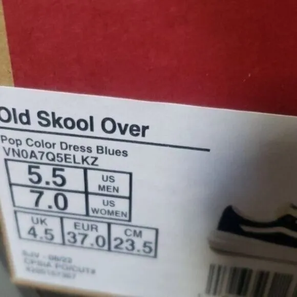 New Vans Old Skool Over Blue White Platform Sneakers Festival Summer Skate Shoes