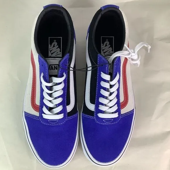 New! VANS WARD SKATE SHOES Rally Suede Blu/Wt/Blk Lace Tie Low Top Men Sz 8.5