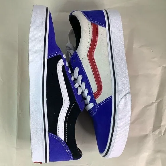 New! VANS WARD SKATE SHOES Rally Suede Blu/Wt/Blk Lace Tie Low Top Men Sz 8.5
