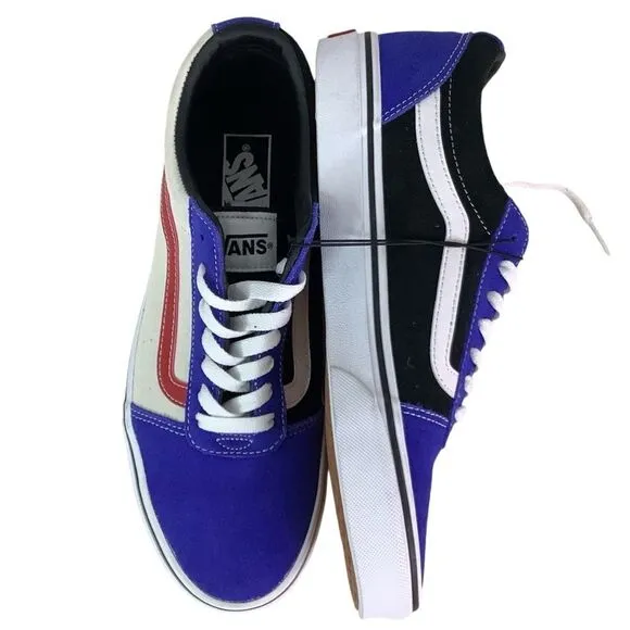 New! VANS WARD SKATE SHOES Rally Suede Blu/Wt/Blk Lace Tie Low Top Men Sz 8.5
